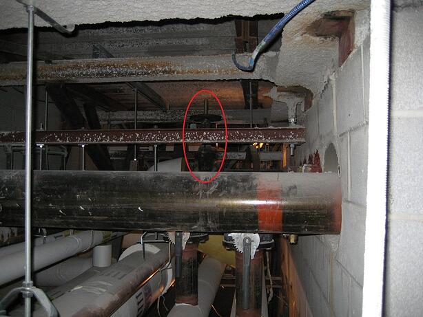 An isolation valve on an 8” steam line serving a large building, 14 feet off the ground.