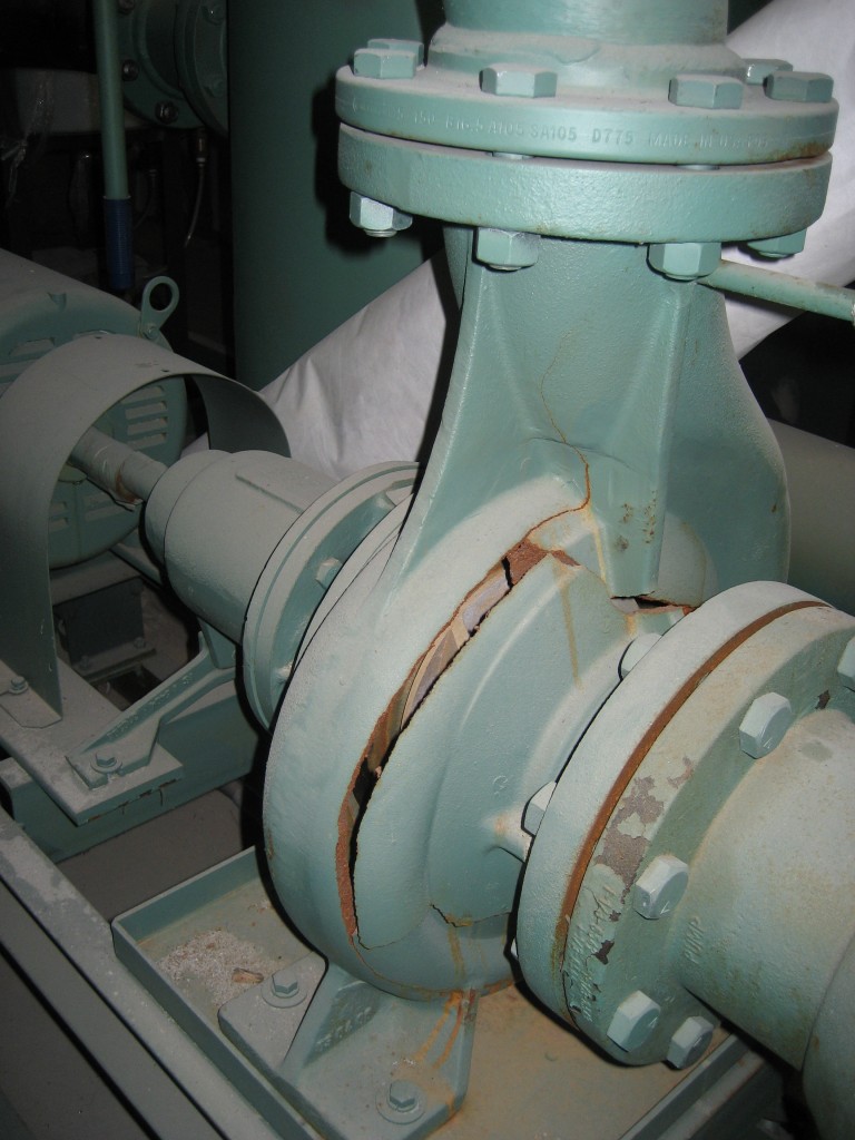 Pump delivered cracked from frozen water