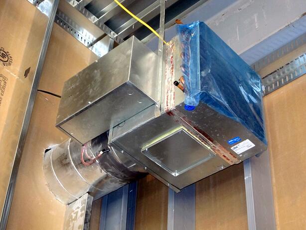 A VAV box during installation