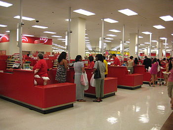 English: This is a row of Cash Registers at a ...
