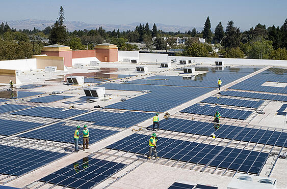 Thin film solar installation. Image by Walmart via Flickr