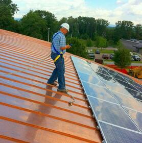 Commissioning rooftop solar panels.