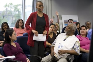 town hall meeting stock photo